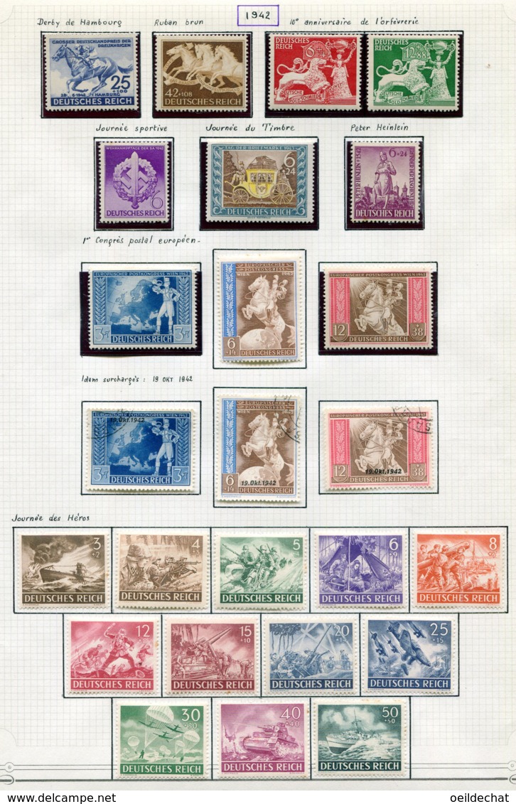 10903 ALLEMAGNE  Collection Vendue Par Page  */°  1942  B/ TB - Verzamelingen