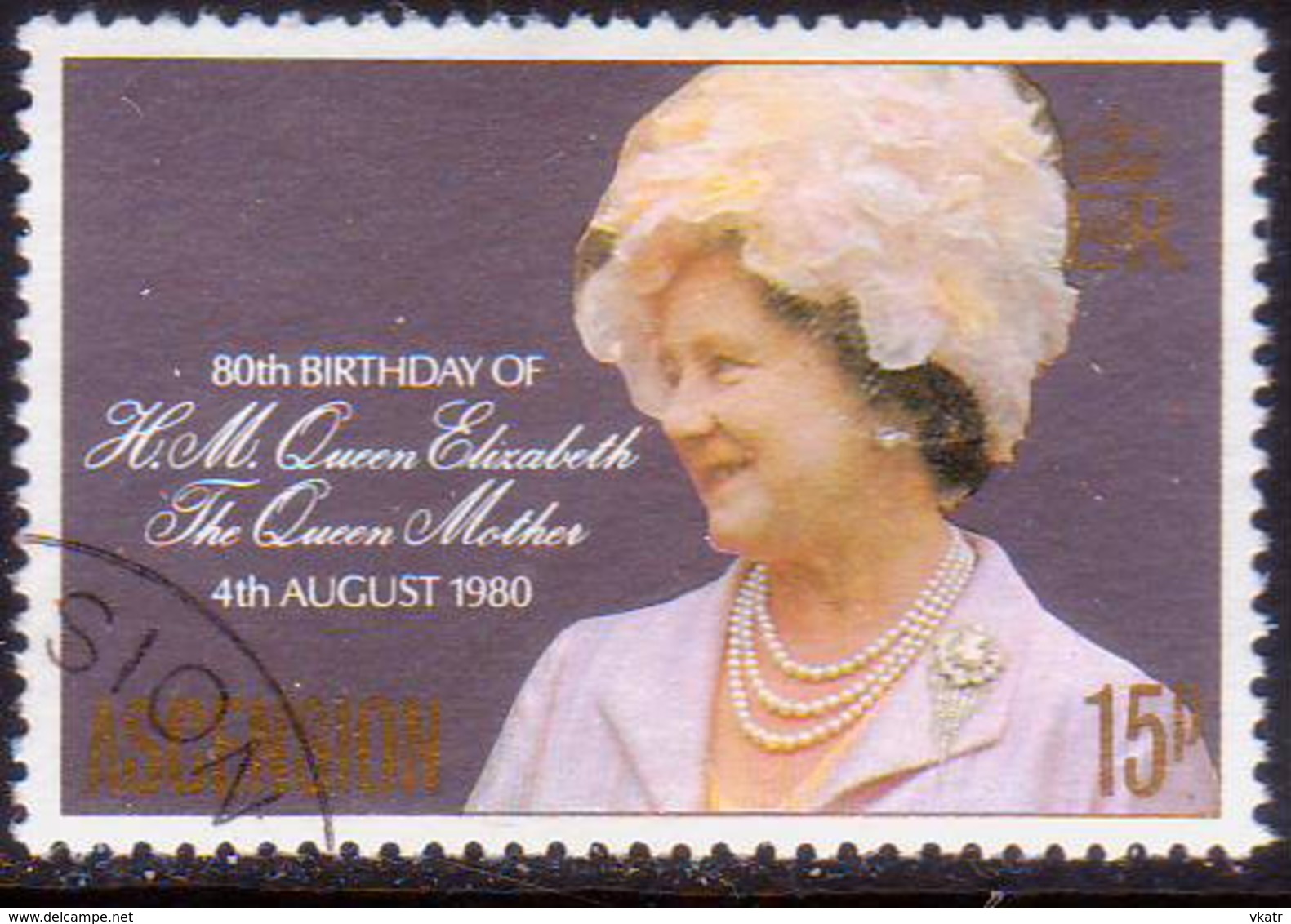 ASCENSION 1980 SG #269 15p Used 80th Birthday Of The Queen Mother - Ascension