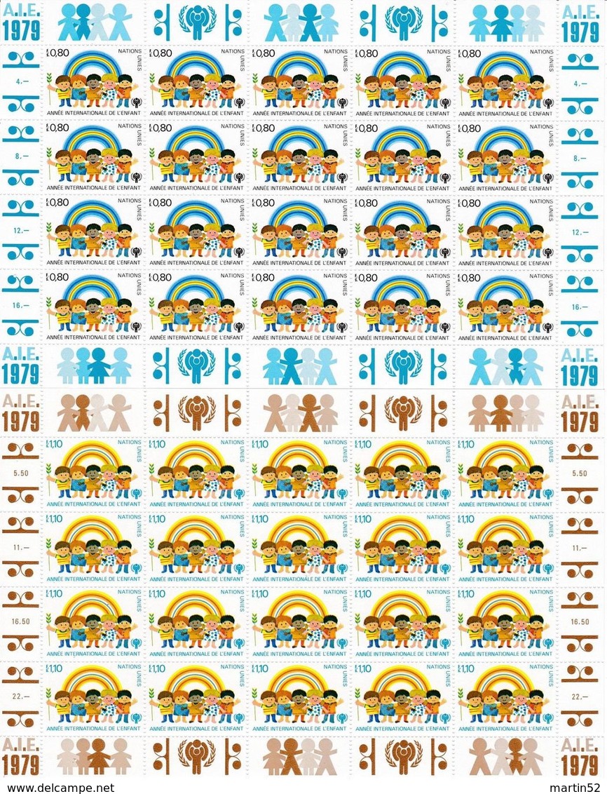 UNO-Genève 1979: Année De L'enfant Zu 84-85 Mi 83-84 ** UNTER Postpreis - SOUS La Faciale - BELOW Face Value (CHF 38.00) - Blocs-feuillets