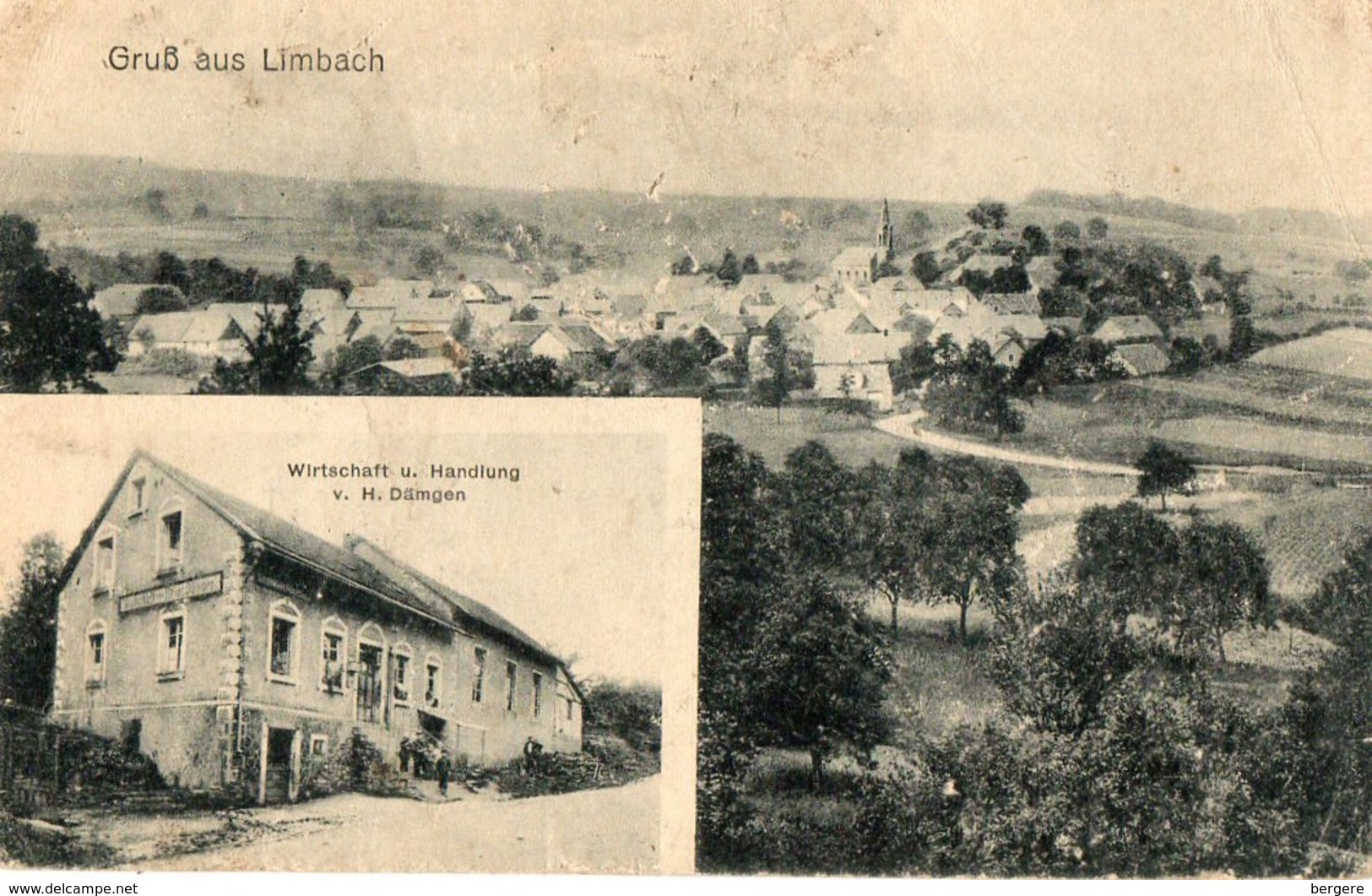 Allemagne. CPA. LIMBACH. Neckar Odenwald. Grub Of Limbach. Wirtschaft U. Handlung.  V H Dämgen.  1921. Scan Du Verso. - Neckargemünd