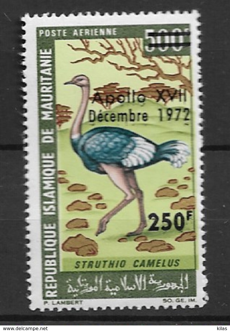MAURITANIA 1973 Airmail,  BIRDS "ostriche" Surcharged MNH - Autruches