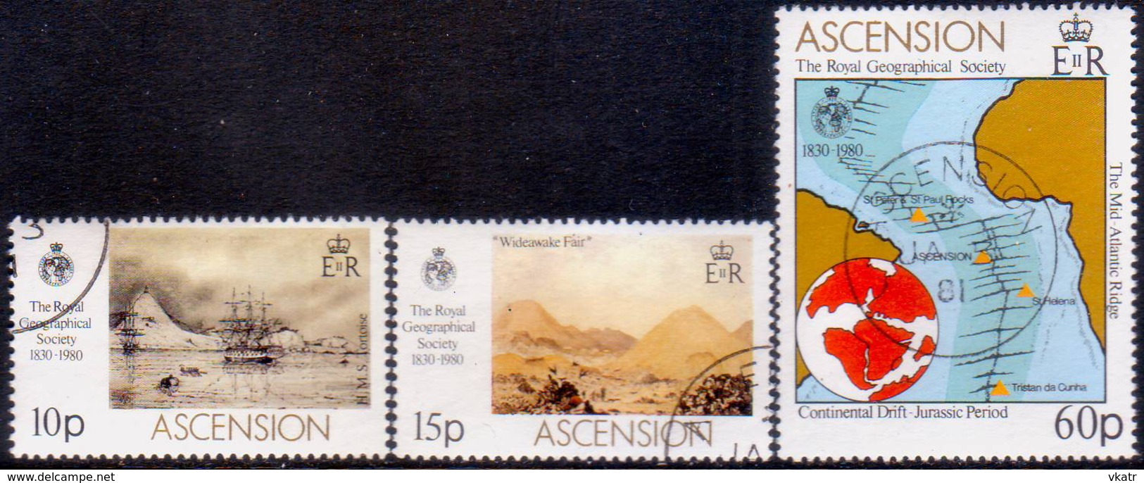 1980 ASCENSION SG #274-76 Compl.set Used Royal Geographical Society - Ascension