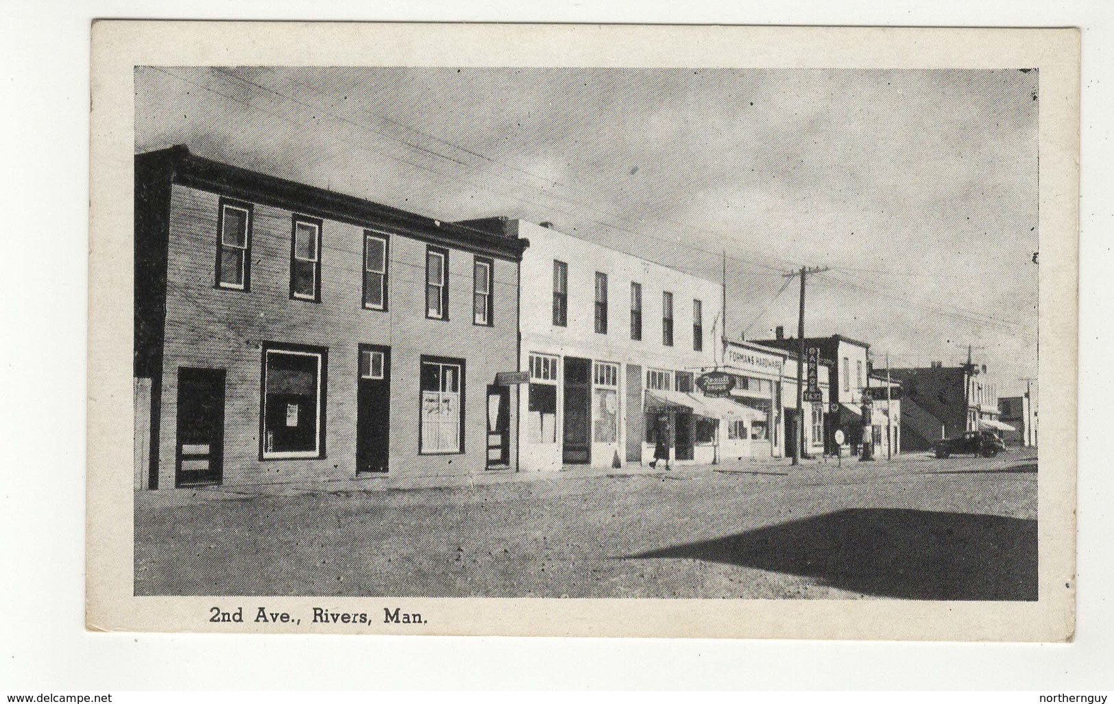 RIVERS, Manitoba, Canada,  2nd Ave & Stroes, 1940's WB J E Evans  Postcard - Other & Unclassified