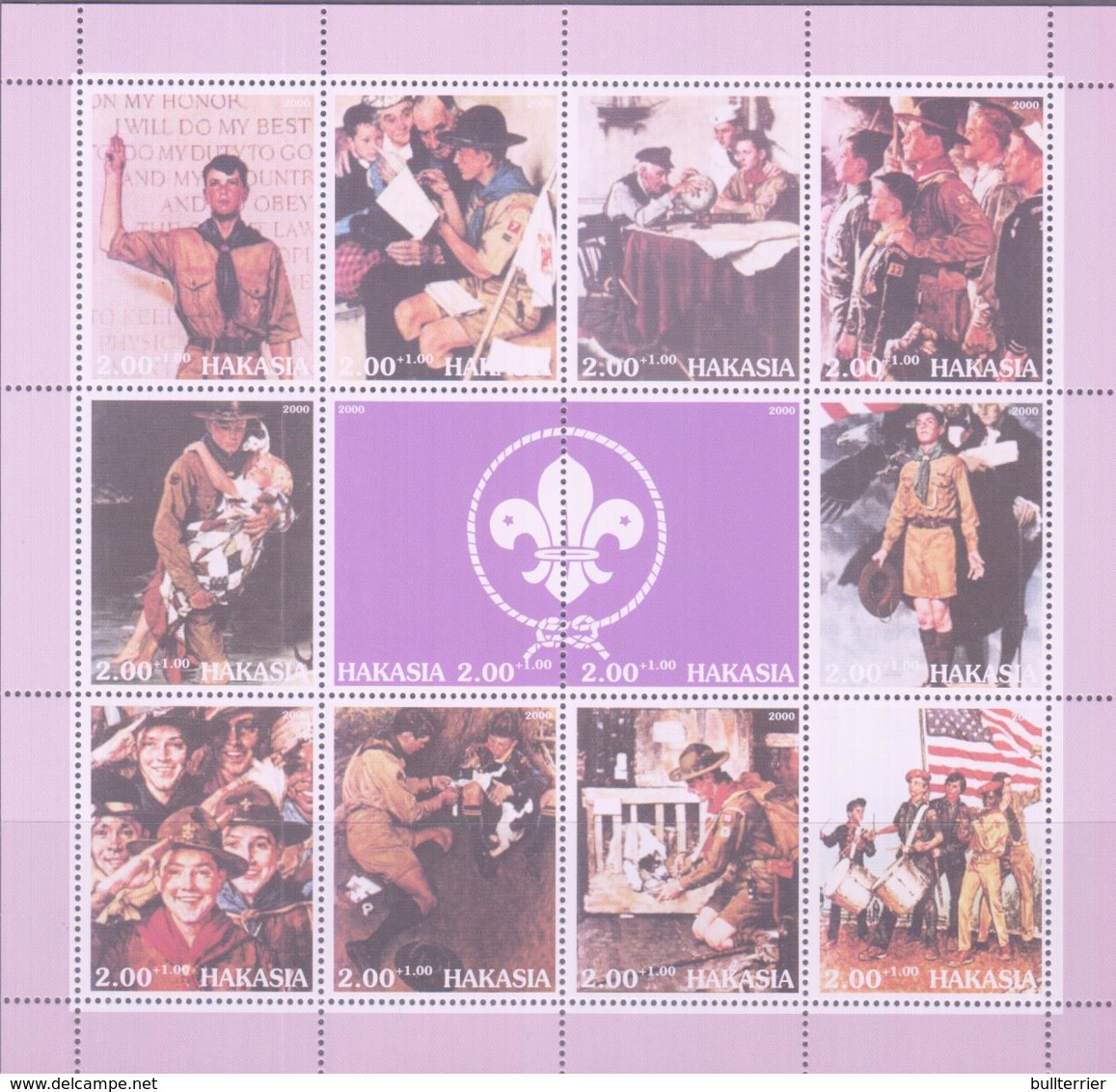 SCOUTS -  HAKASIA   - 2000 - SCOUTING SEETLET OF  10 + LABEL MNH - Unused Stamps