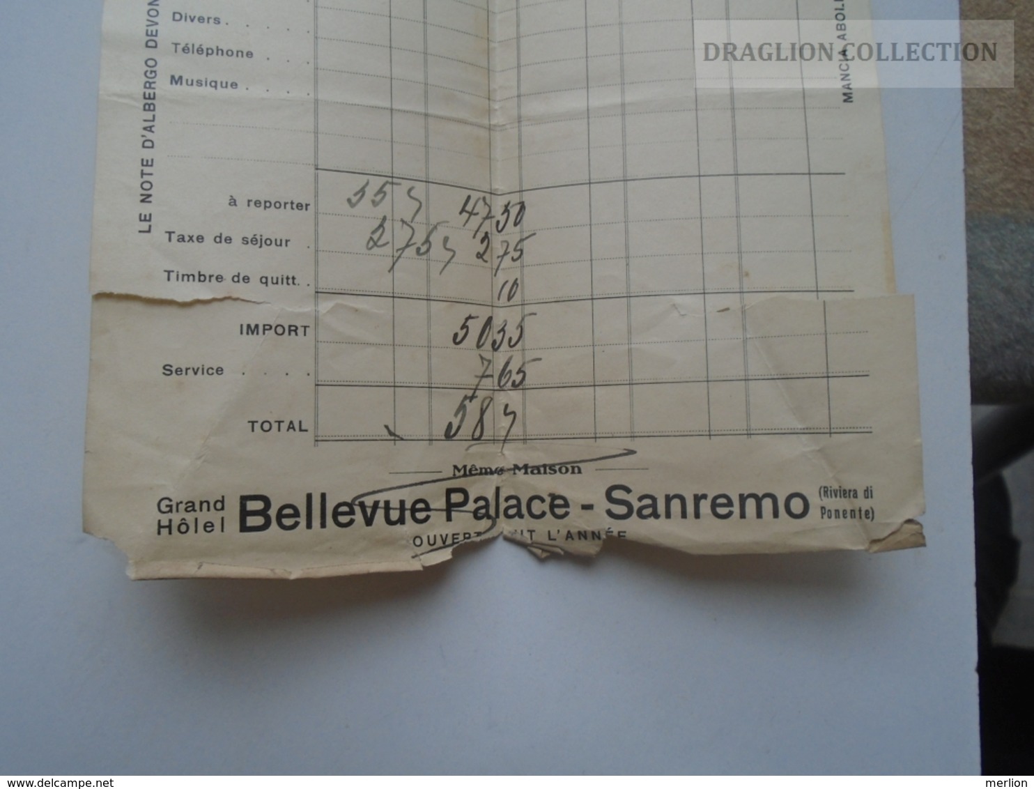 ZA168.24 MILAN MIlano - Hotel Metropole Et Monopole - Filippo Balzari -  1928  Checkout Invoice VERY BAD GRADE - Italy