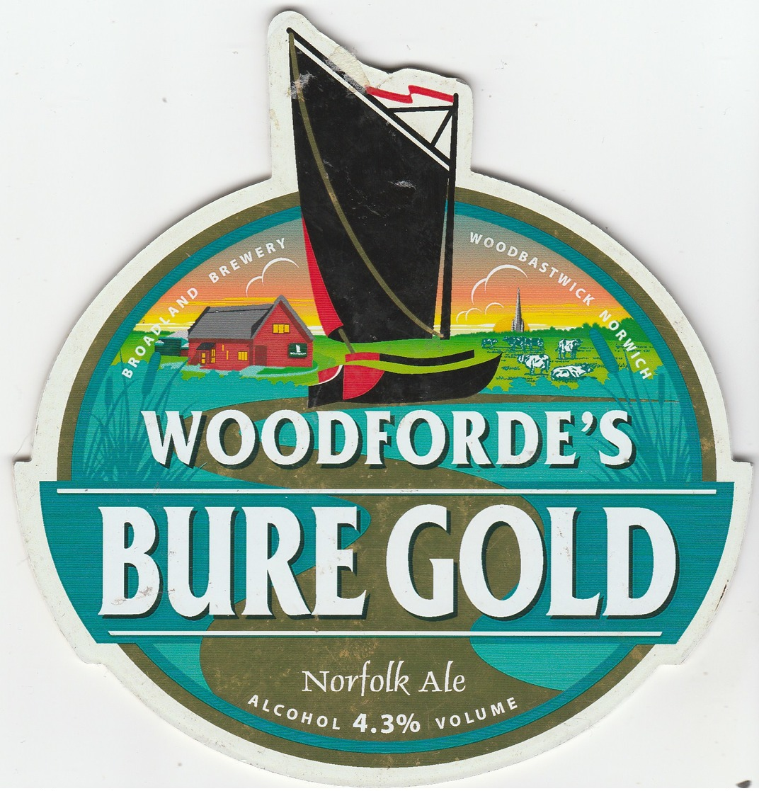 WOODFORDE'S BREWERY (WOODBASTWICK, ENGLAND) - BURE GOLD - PUMP CLIP FRONT - Enseignes