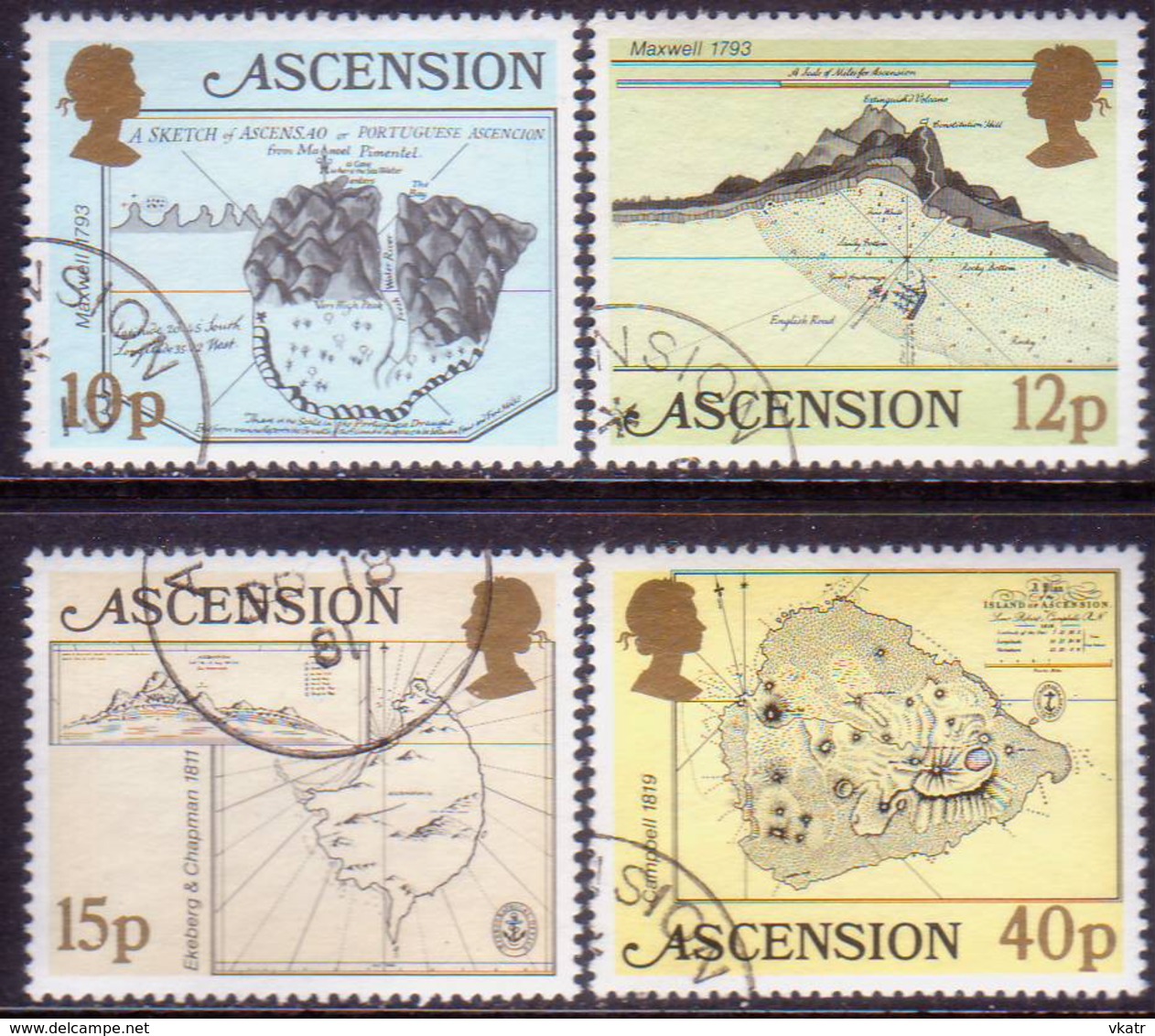 1981 ASCENSION SG #297-301 Compl.set+m/s Used Early Maps Of Ascension - Ascension