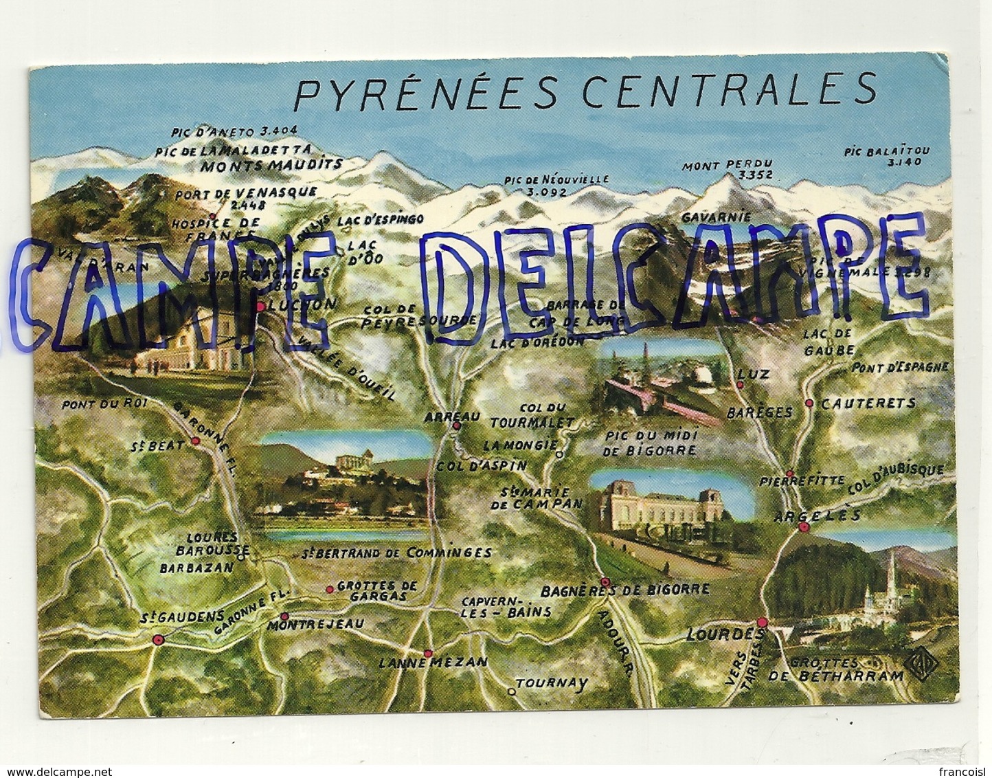 Carte Géographique Des Pyrénées Centrales. Cie Des Arts Photomécaniques. Elnacap - Cartes Géographiques