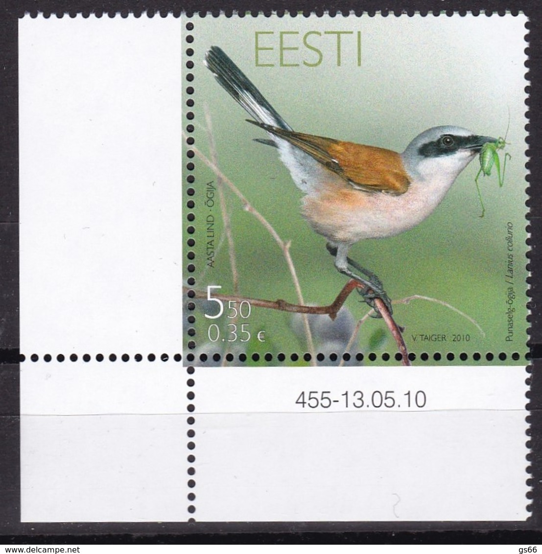 EESTII, 2010, 666, Vogel Des Jahres: Neuntöter. MNH ** - Estonia