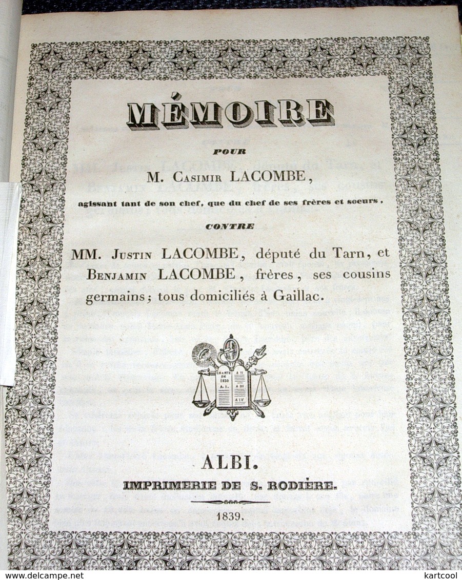 Albi Gaillac Lavaur Et Autre Lieux - Reliure De Différents Actes à étudier Avocat Molis Gaillac - Documents Historiques