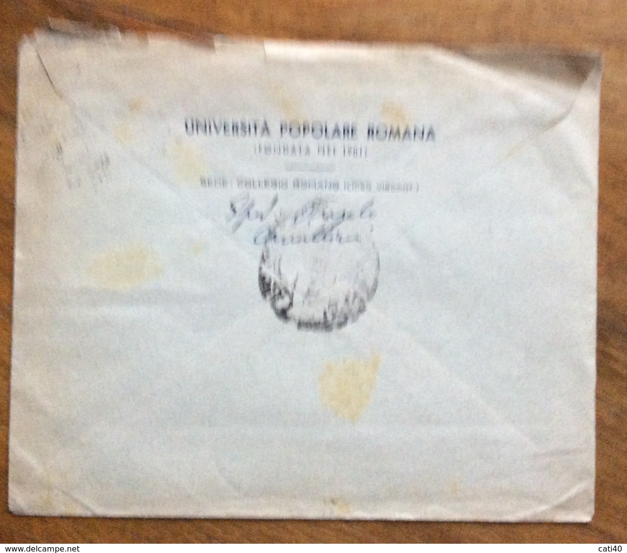 UNIVERSITA' POPOLARE ROMANA BUSTA E LETTERA CON AUTOGRAFO DEL PRESIDENTE PER  CITTA' IN DATA 8/11/44 - Storia Postale