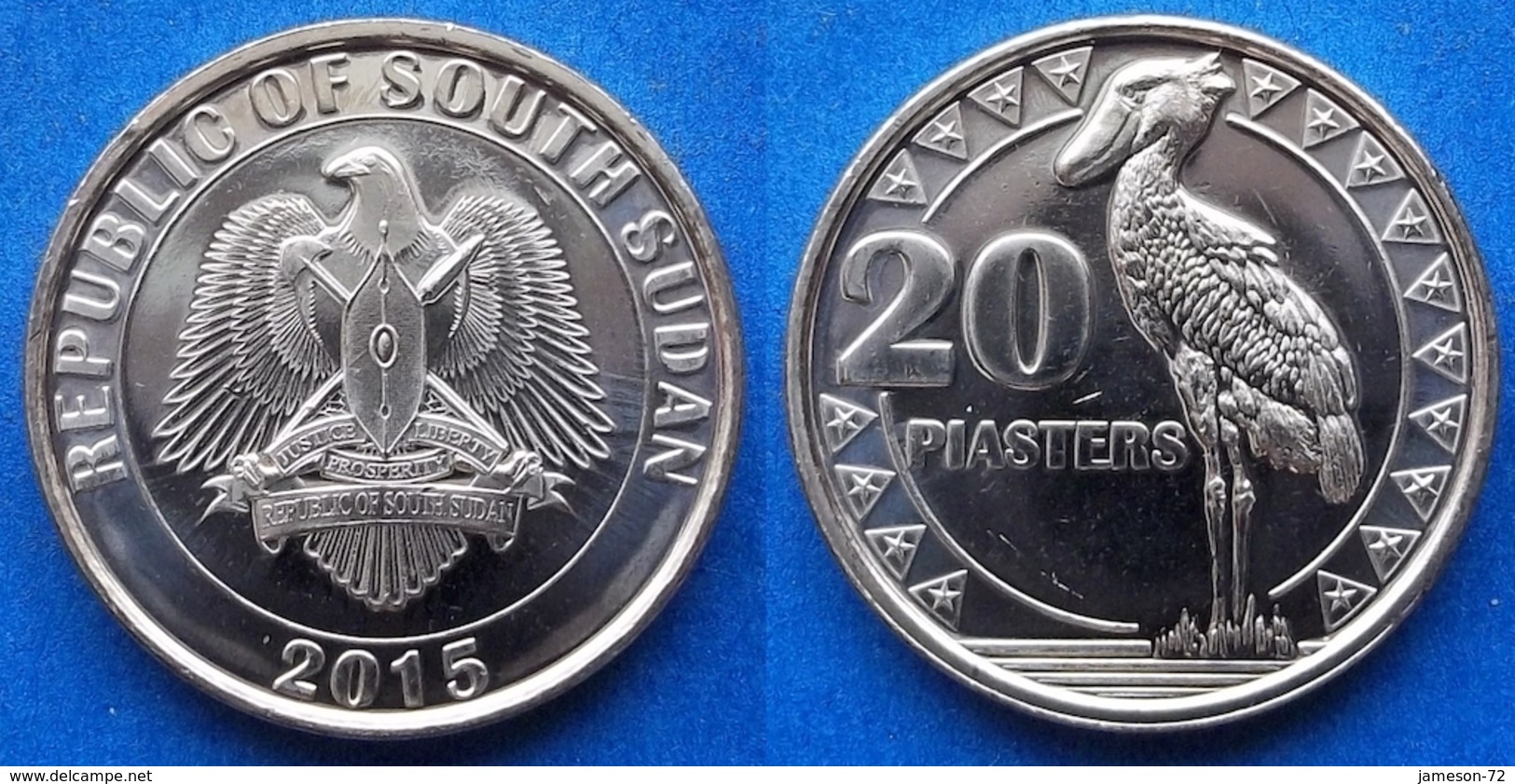 SOUTH SUDAN - 20 Piastres 2015 "shoebill Stork" KM# 2 - Edelweiss Coins - South Sudan