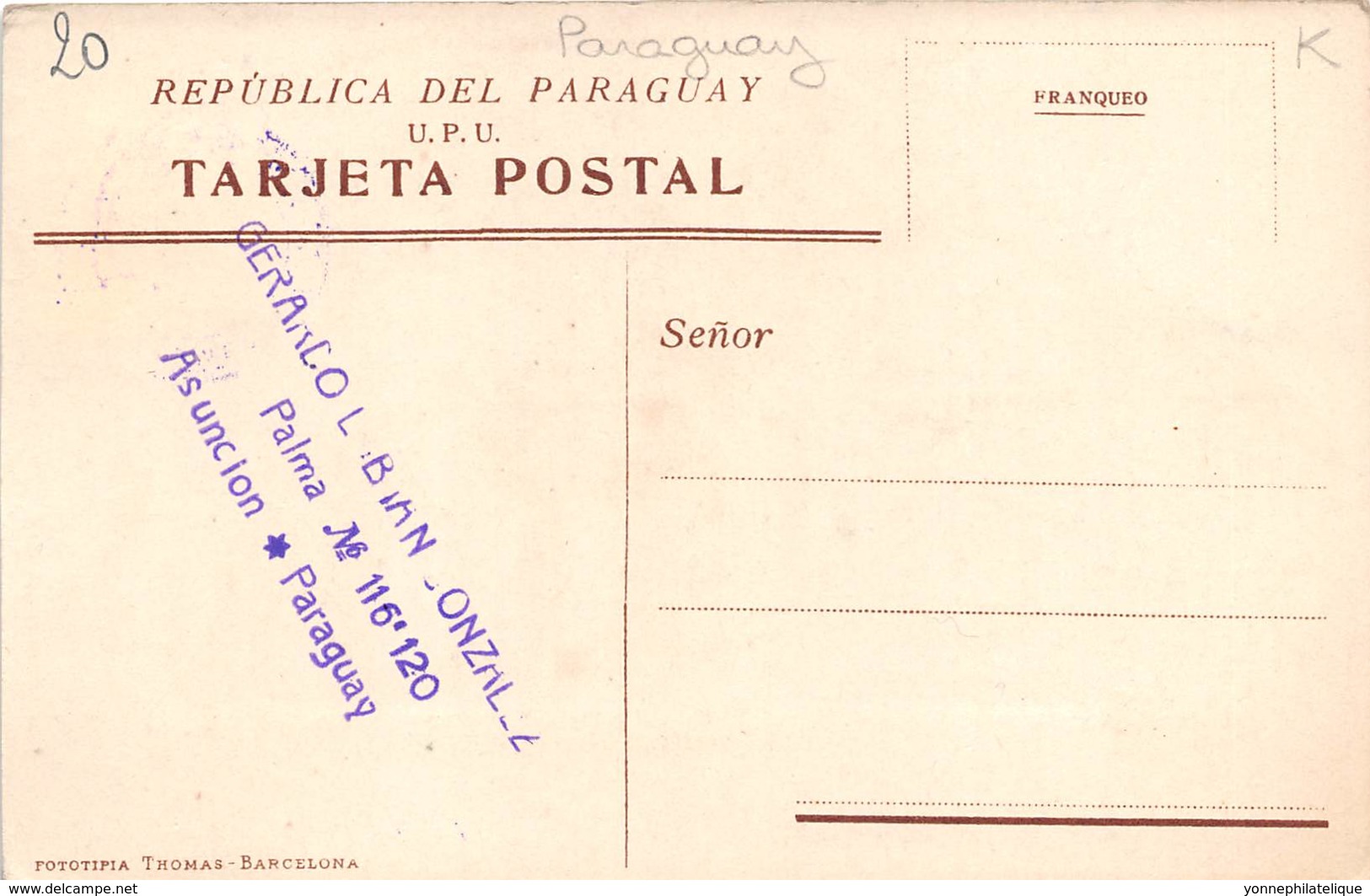 Paraguay - Topo / 20 - Banco De La Republica - Belle Oblitération - Paraguay