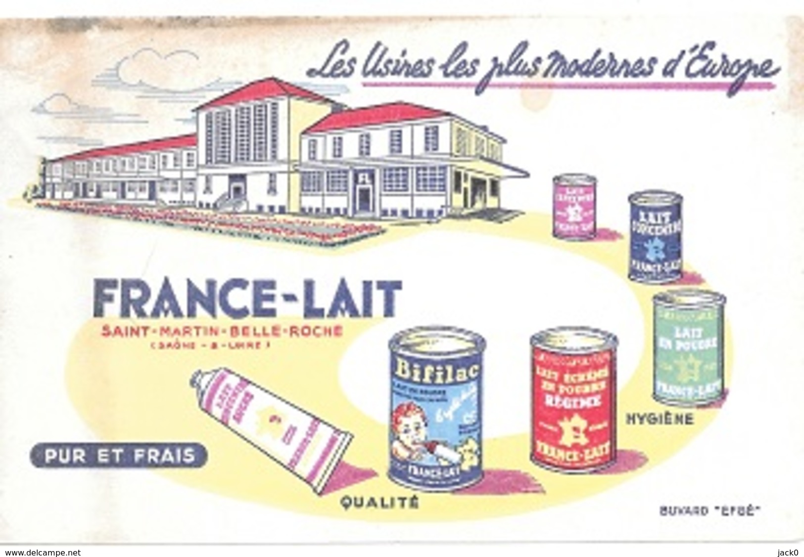 BUVARD  Ville, Marque  FRANCE - LAIT à  ST  MATIN  BELLE  ROCHE  ( 71 ) En  L'état - Collections, Lots & Séries
