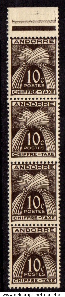 ANDORRA ANDORRE Taxe 10c Haut Feuille 1 Timbre + Petit Suivi D' 1 Timbre + Grand Suivants Normaux ** Gomme Intacte SUP. - Neufs