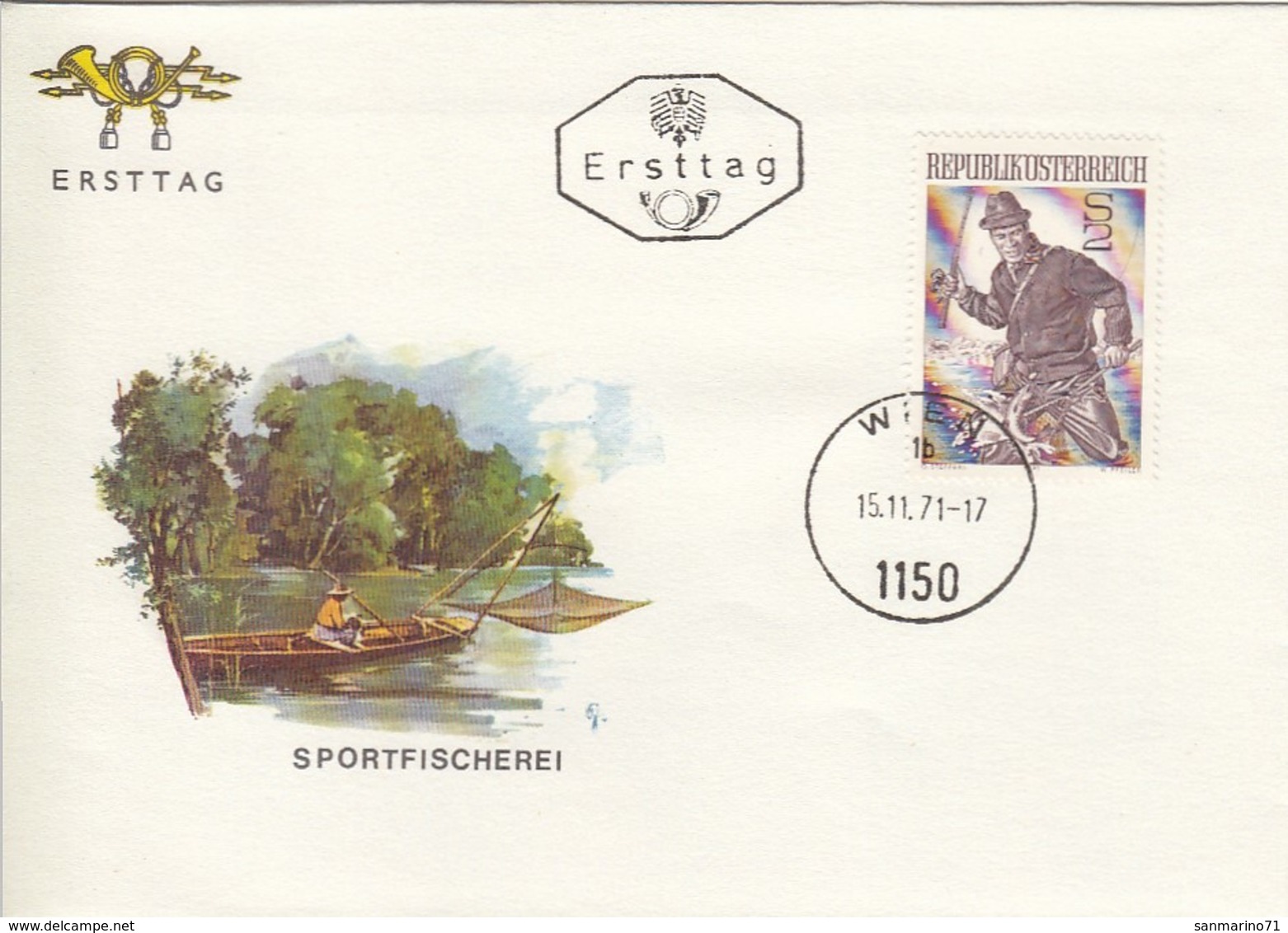 AUSTRIA FDC 1377,fishing - FDC