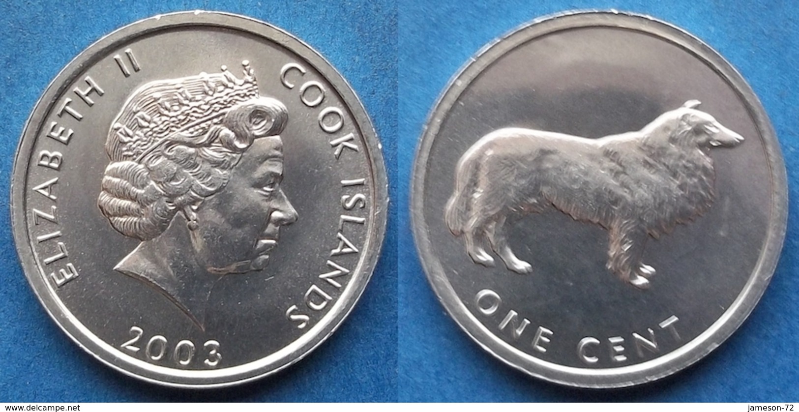 COOK ISLANDS - 1 Cent 2003 "collie Dog" KM# 420 - Edelweiss Coins - Cook Islands