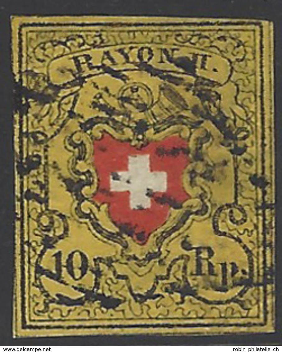 Suisse Postes  N° 19 10 Rp Jaune TB Qualité: Obl Cote: 120 € - 1843-1852 Timbres Cantonaux Et  Fédéraux