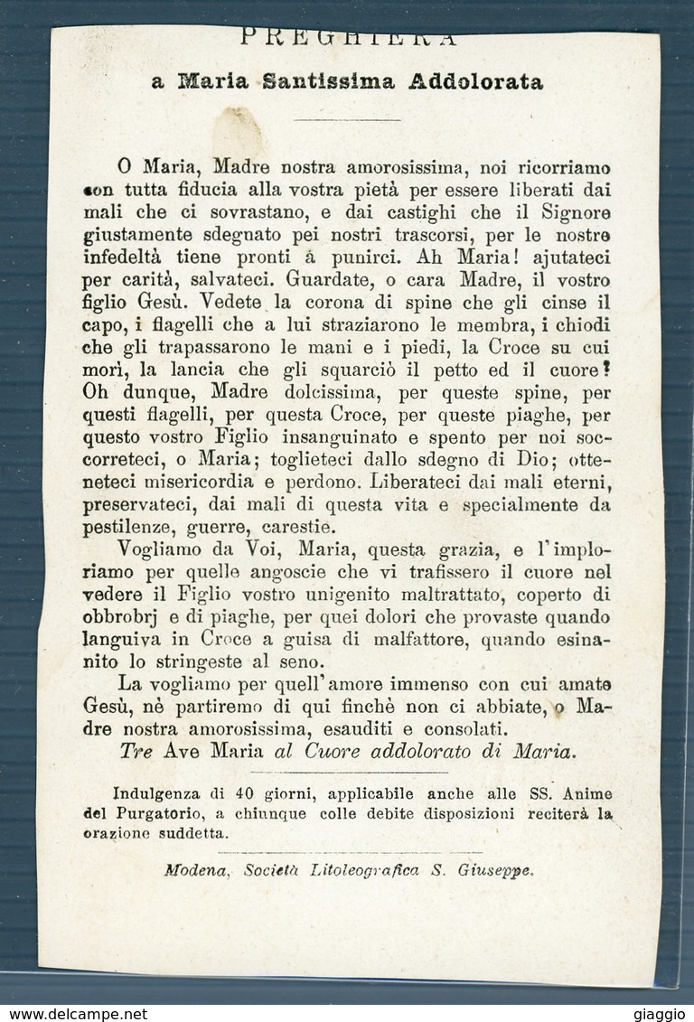 °°° Santino N. 160 Immagine Di S. Maria Del Cuore °°° - Religion & Esotericism