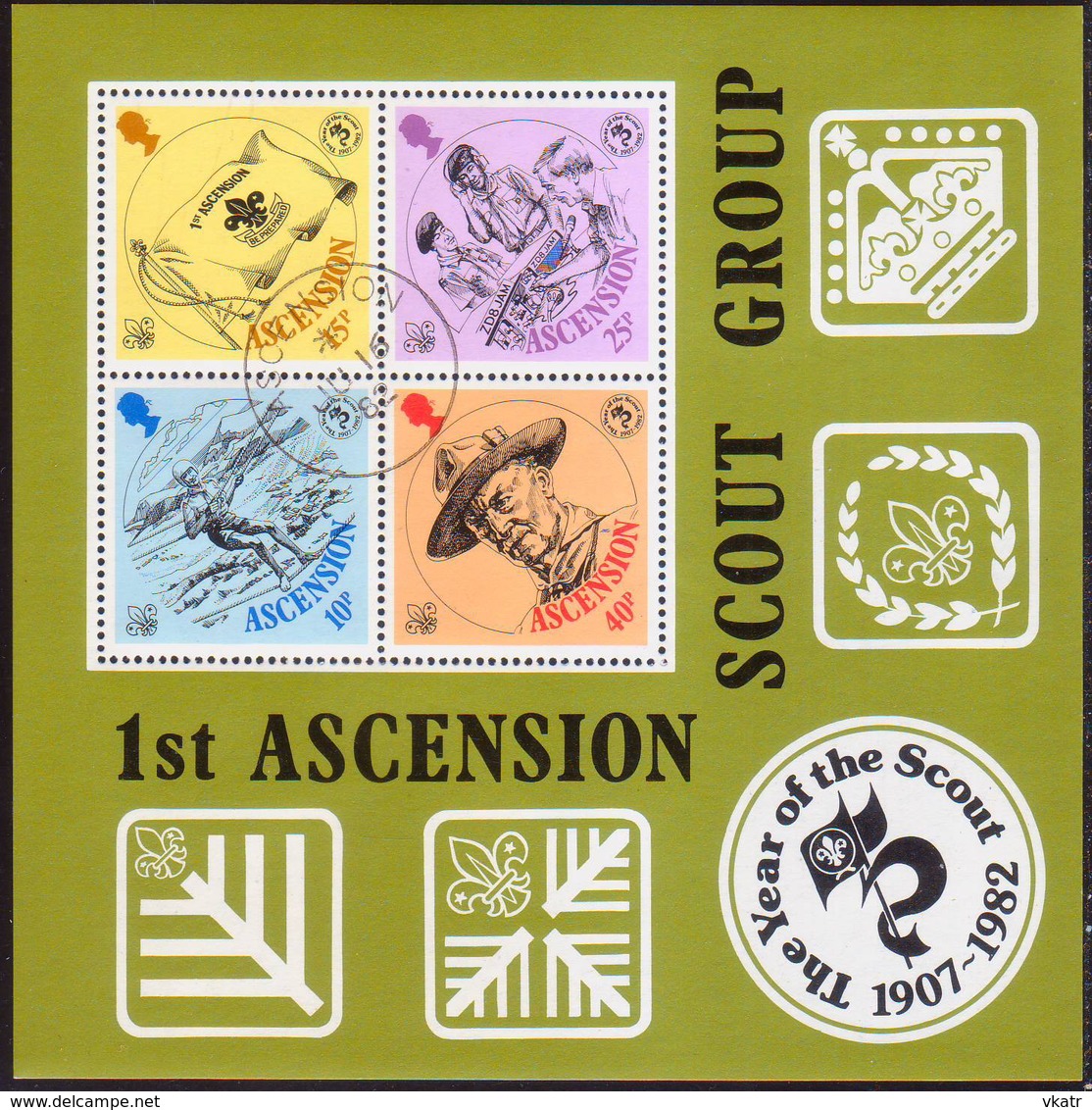 ASCENSION 1982 SG #309-13 Compl.set+m/s Used Boy Scouts - Ascension