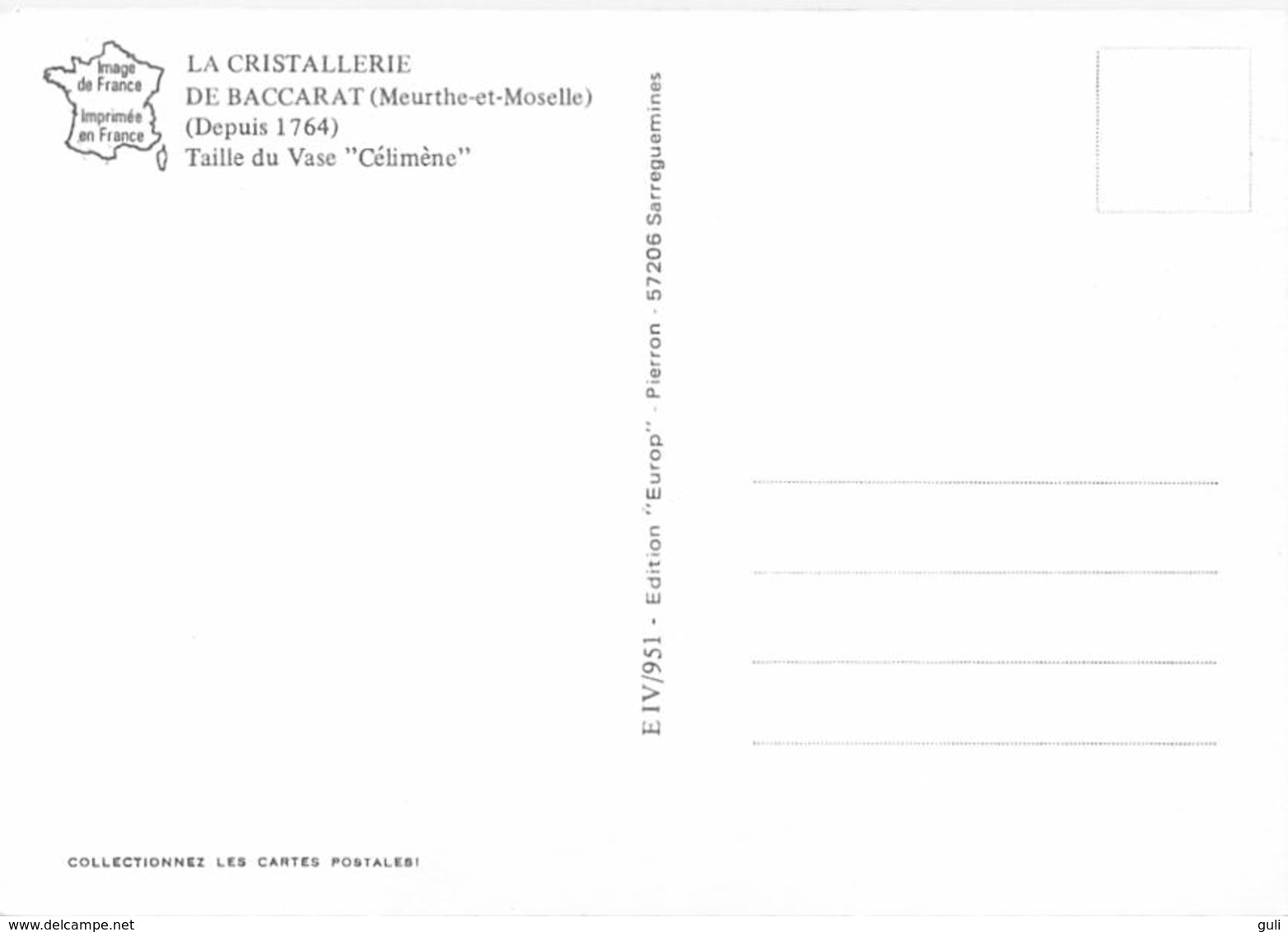[54] Meurthe Et Moselle > La  Cristallerie De BACCARAT Taille Du Vase Célimène  (métier Artisanat) * PRIX FIXE - Baccarat