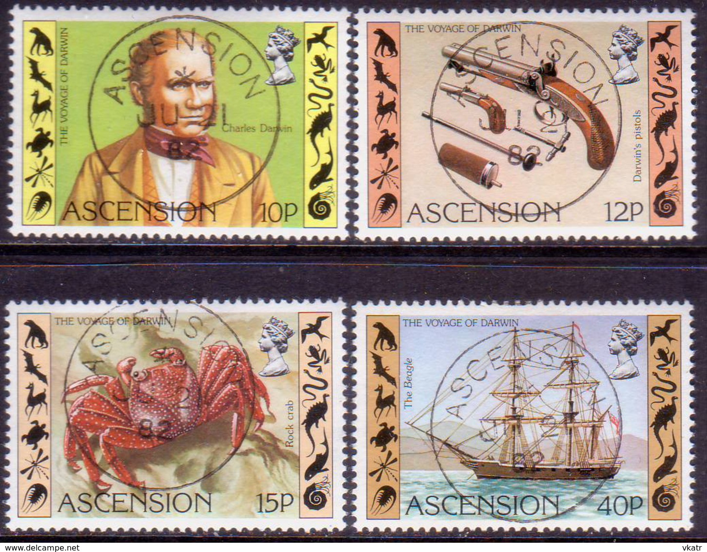 ASCENSION 1982 SG #314-17 Compl.set Used Charles Darwin's Voyage - Ascension