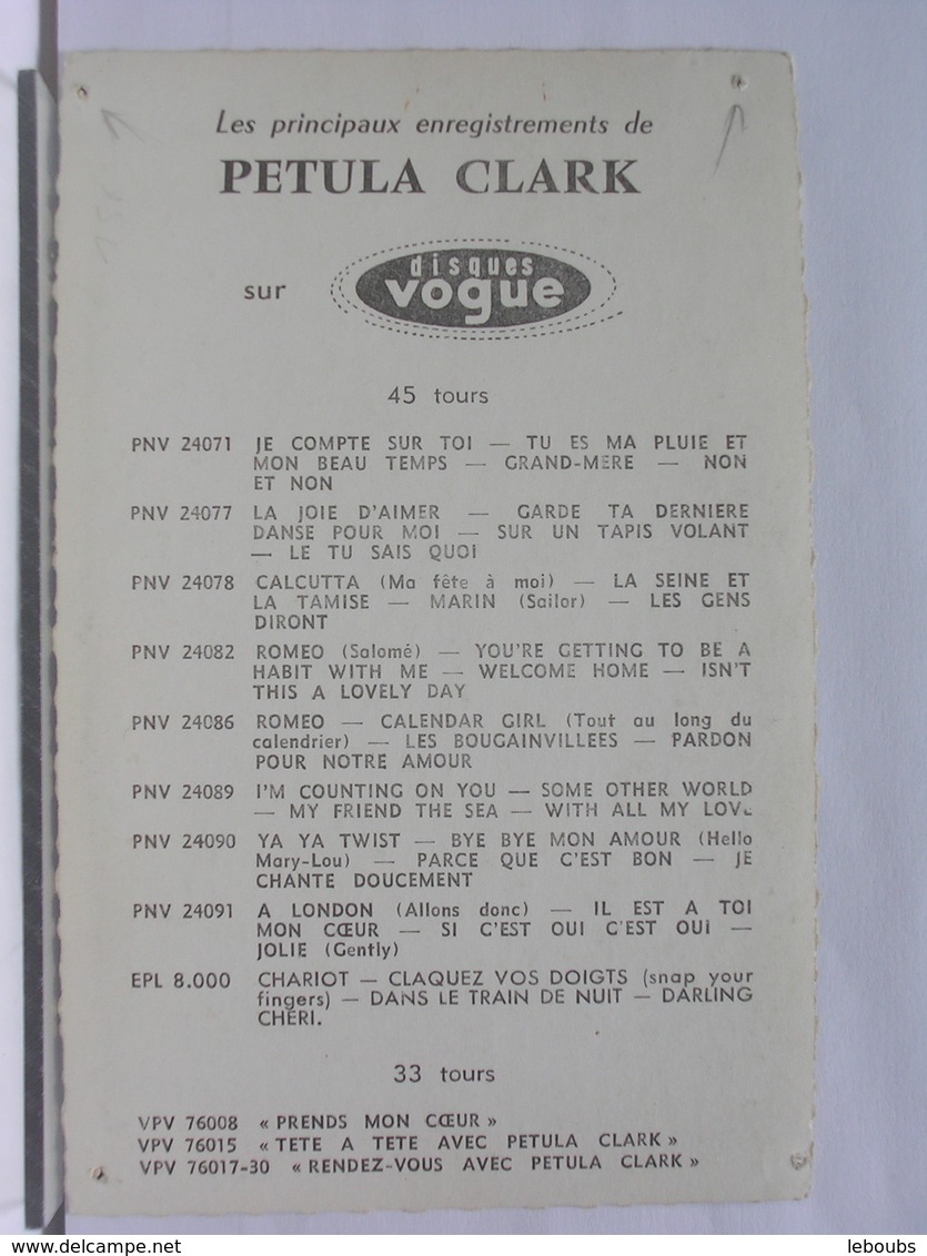 AUTOGRAPHE - DEDICACE - CARTE SIGNEE - PETULA CLARK - Autres & Non Classés