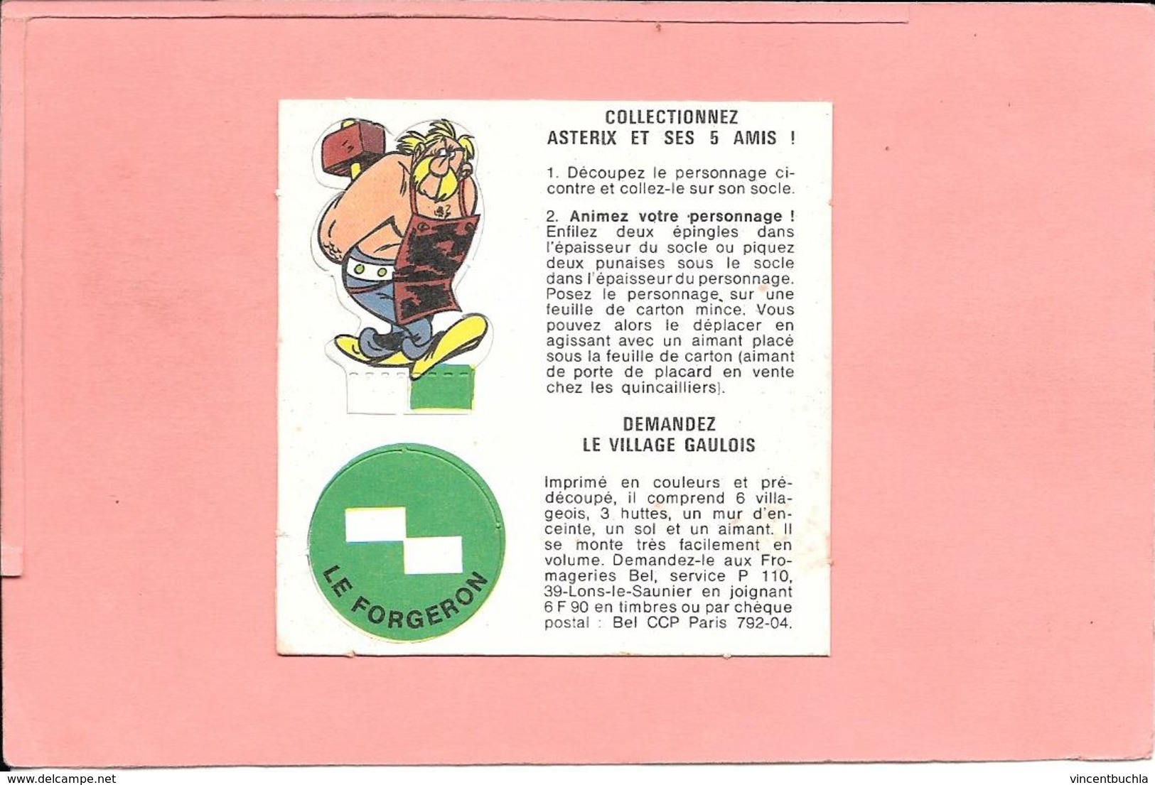 Figurine à Découper Du Village Gaulois D'Astérix - Le Forgeron Cetautomatix - Vache Qui Rit - 1967 - Publicité From. BEL - Objets Publicitaires