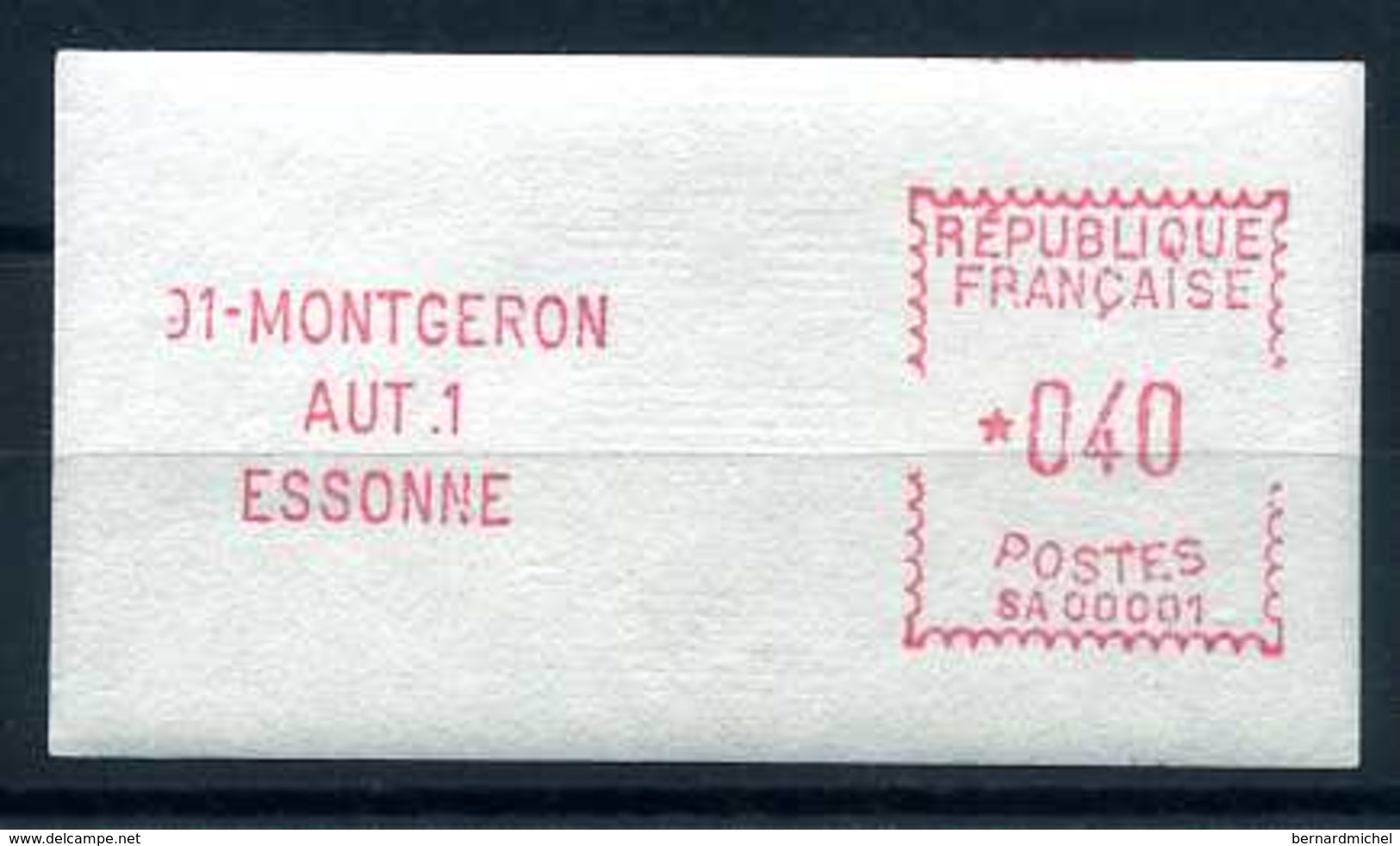 Vignette Timbre De Distributeur Montgeron Sur Papier Blanc 1969 40 Centimes - 1969 Montgeron – Wit Papier – Frama/Satas