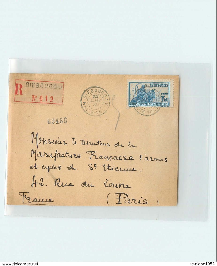 Lettre   Recommandée De HAUTE-VOLTA-  Voyagée De Diebougou à St Etienne En 1930 - Lettres & Documents