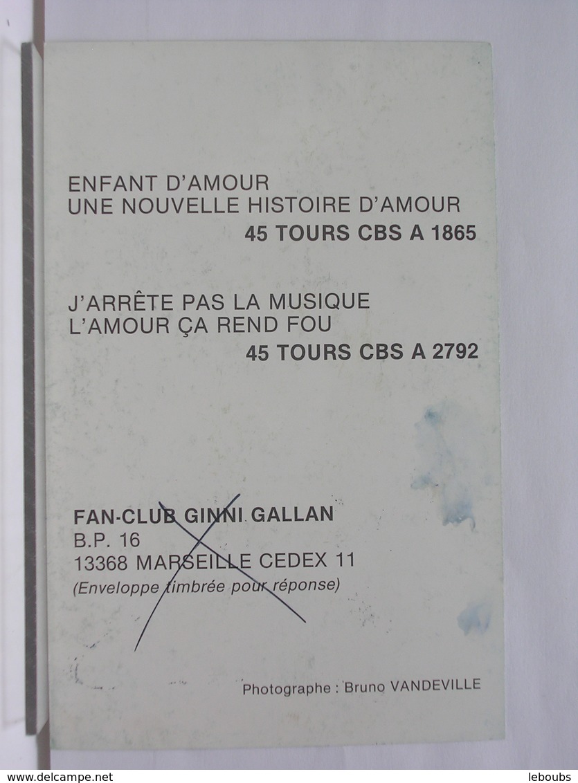 AUTOGRAPHE - DEDICACE - CARTE SIGNEE - GINNI GALLAN - Autres & Non Classés