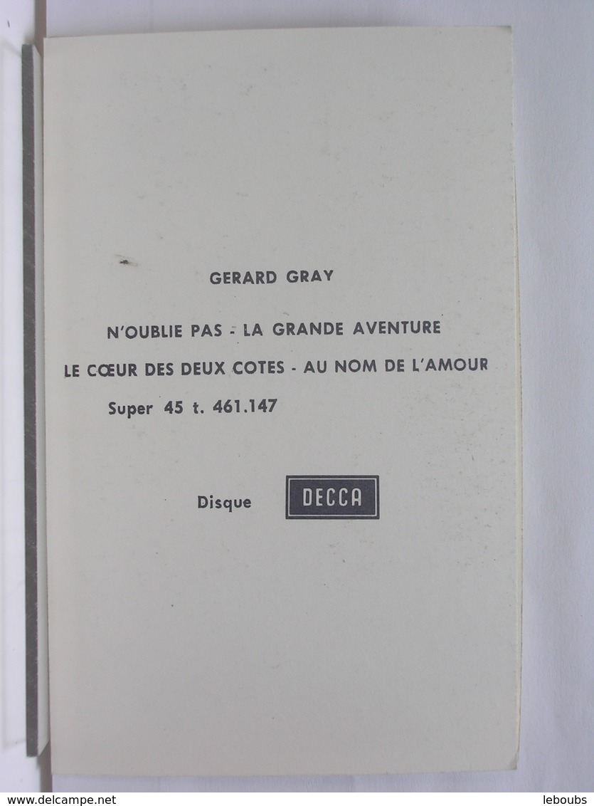 AUTOGRAPHE - DEDICACE - CARTE SIGNEE - GERARD GRAY - Autres & Non Classés