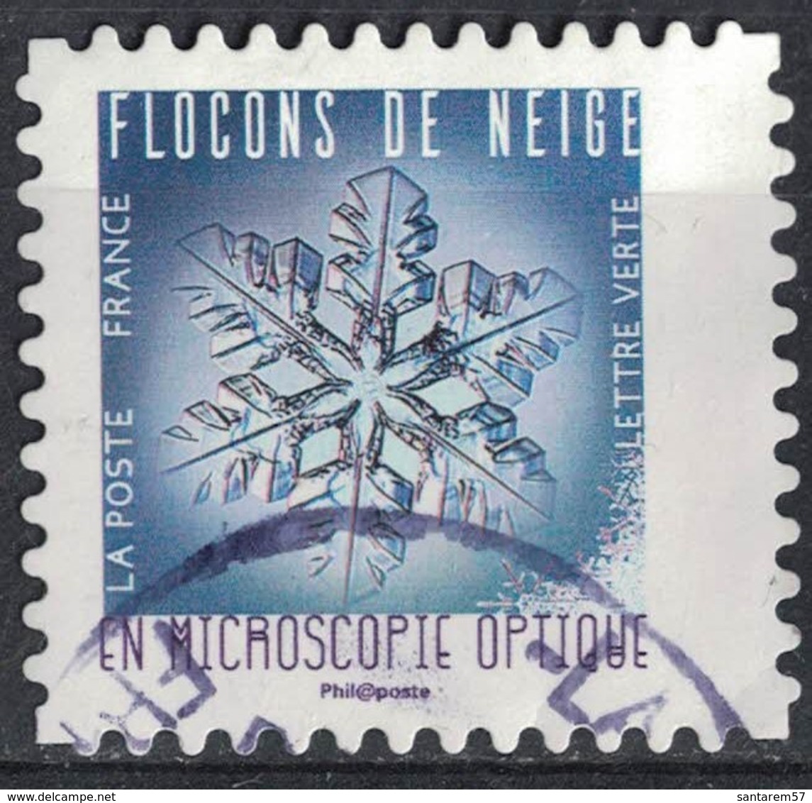 France 2018 Oblitéré Rond Used Flocons De Neige En Microscopie Optique Timbre 2 SU - Oblitérés