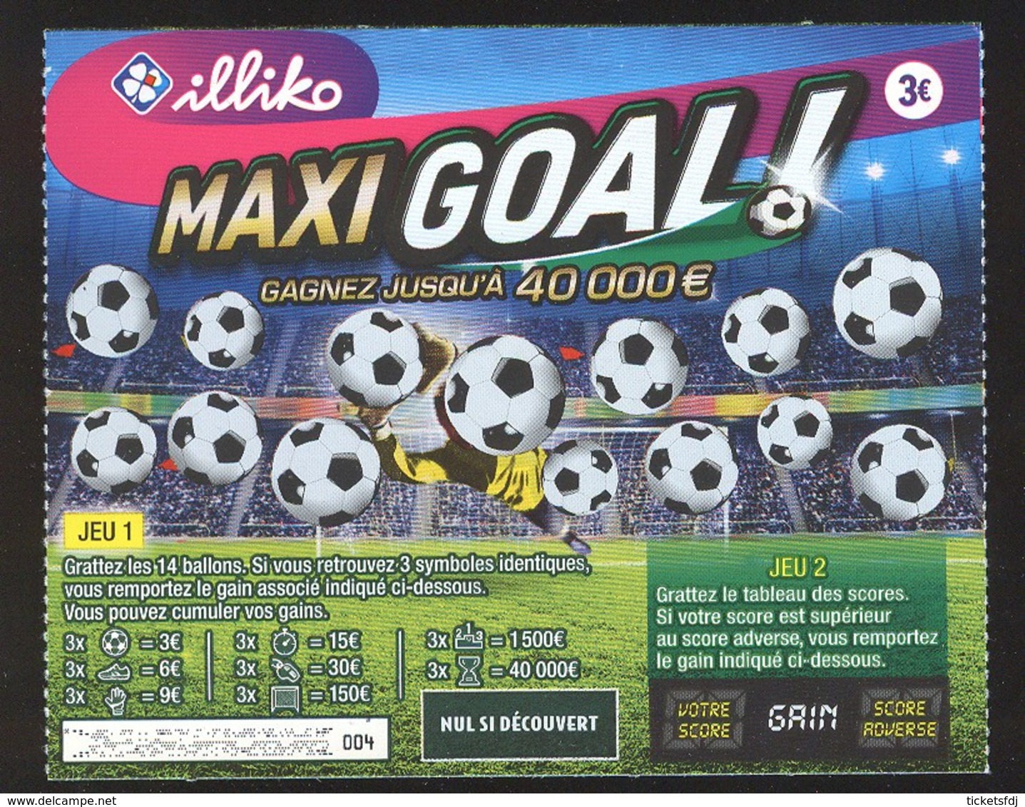 Grattage FDJ - FRANCAISE DES JEUX - MAXI GOAL 65302 - SPECIMEN - Billets De Loterie