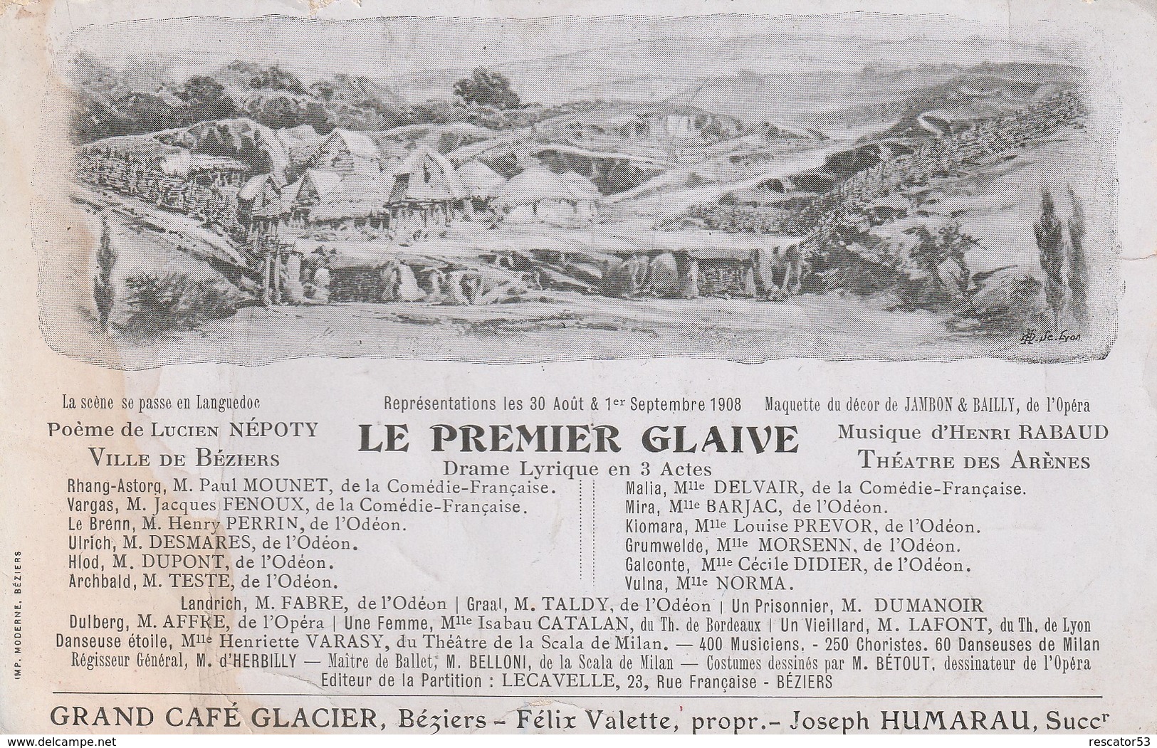 Rare Deux Cpa Le Premier Glaive Drame Lyrique Aux Arènes De Bézier 1908 - Beziers