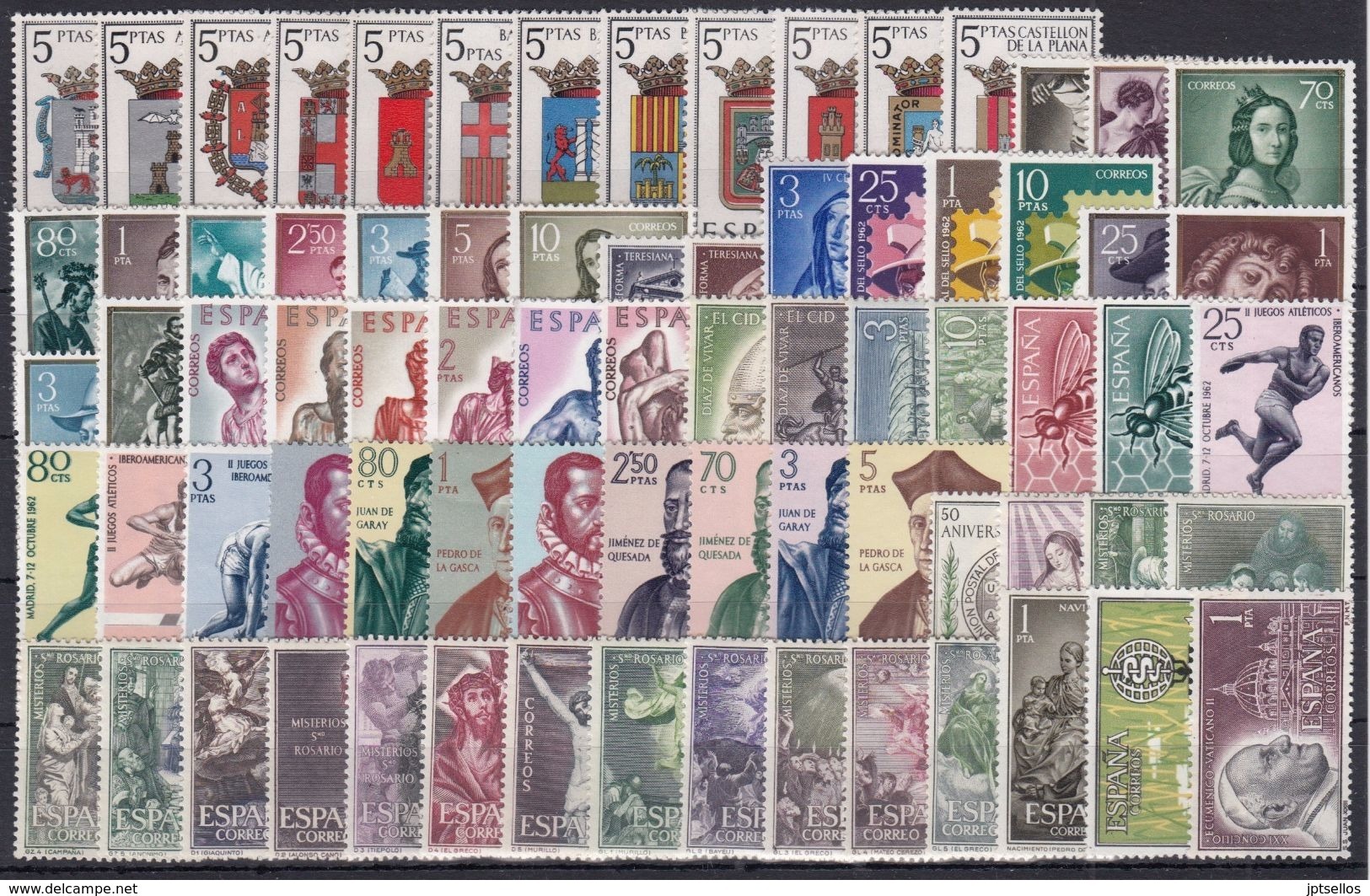 ESPAÑA 1962 Nº 1406/1480 AÑO NUEVO COMPLETO CON ESCUDOS,75 SELLOS - Ganze Jahrgänge