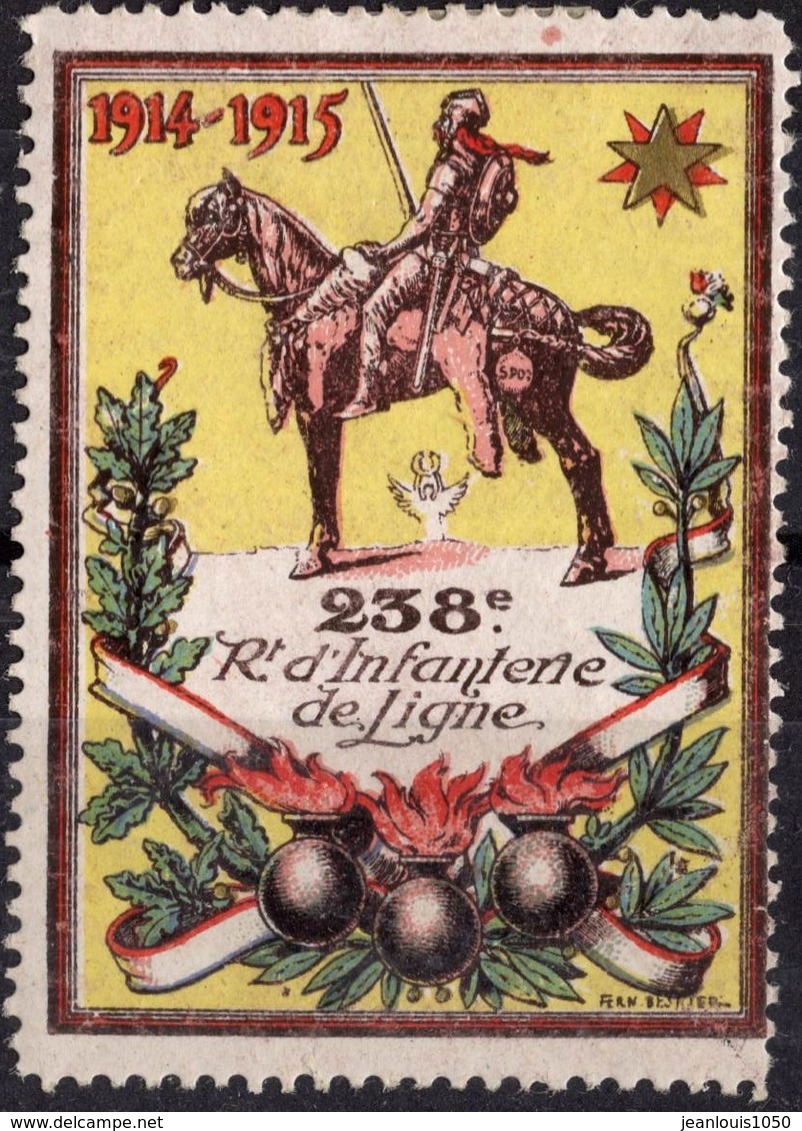 VIGNETTE PATRIOTIQUE 1914  PATRIOTIC CINDERELLA STAMP DELANDRE THEME CHEVAL - Militärmarken