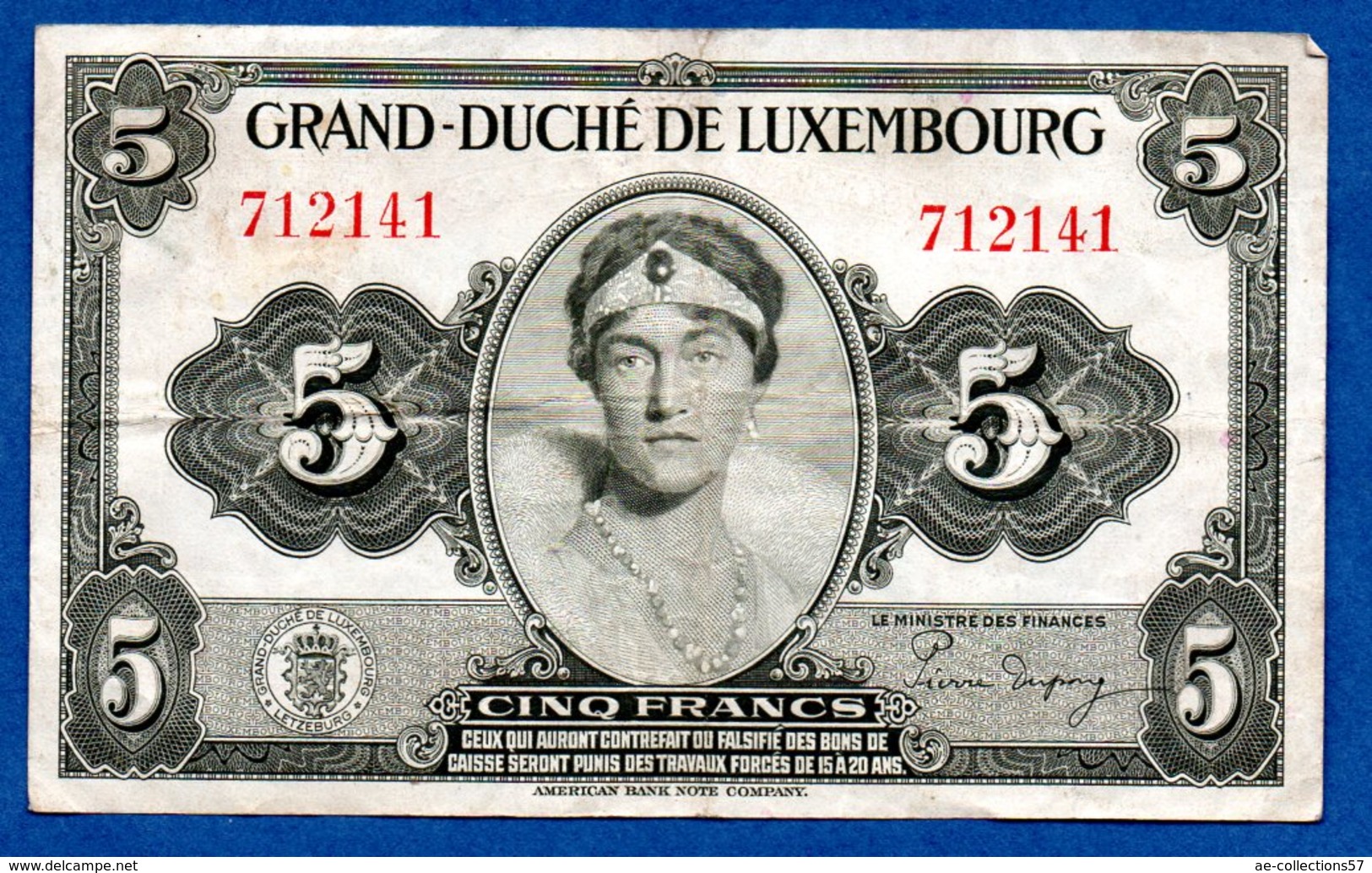 Luxembourg -  5 Francs 1914  - état  TB+ - Luxembourg