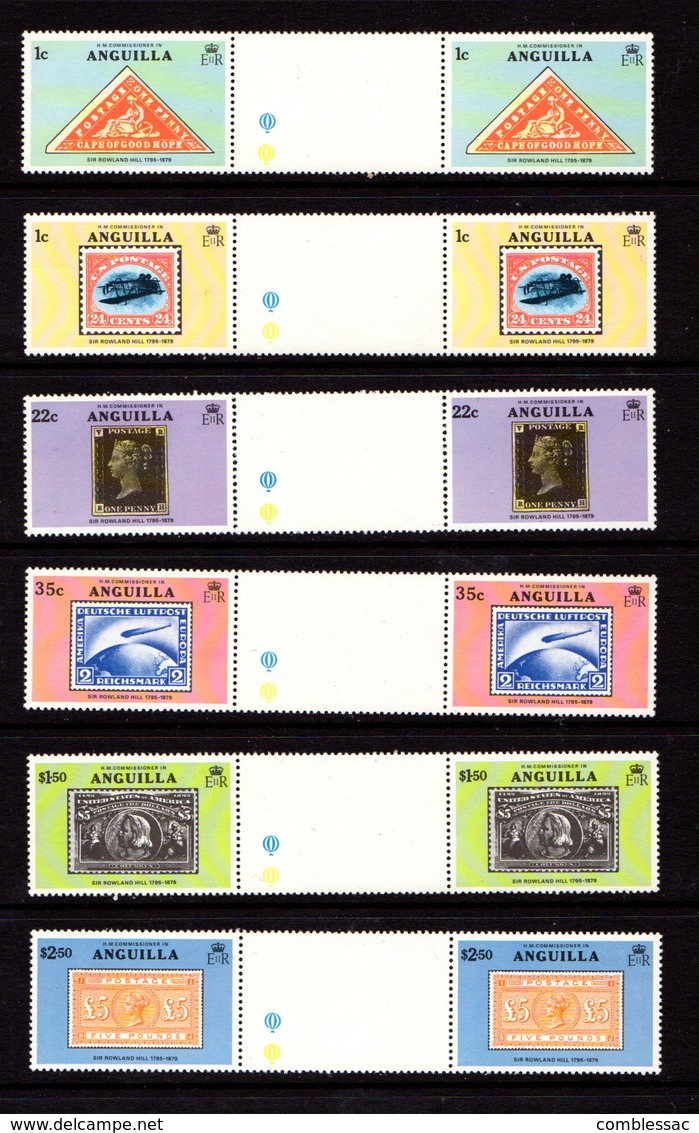 ANGUILLA    1979    Death  Centenary  Of  Sir  Rowland  Hill   Set  Of  6   Gutter Pairs   MNH - Anguilla (1968-...)