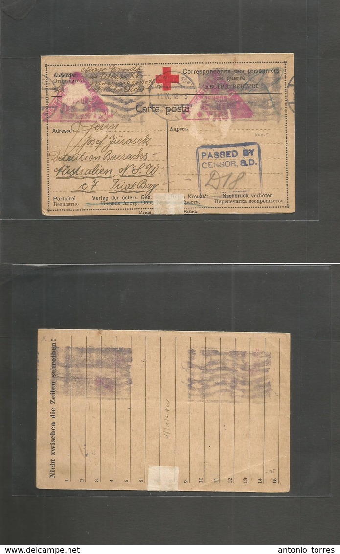 Australia. 1918 (1 Sept) WWI. Austrian POW International Doble Card. Wien - Trial Bay, NSW, Detention Barracks, Australi - Andere & Zonder Classificatie