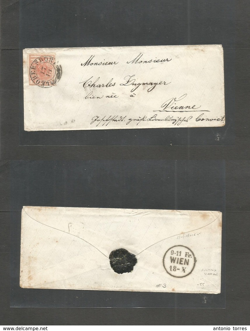 Austria. C. 1852-3 (17 Oct) Leobersdorf - Wien (18 Oct) Small Envelope Fkd 3kr Reddish Orange Hand Paper, Cds (xxx) Fine - Other & Unclassified