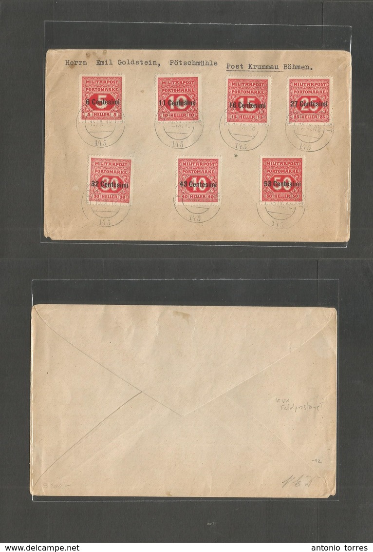 Austria. 1918 (15 Sept) Italian Occupation KVK. Feld Post Sc. NJ1-7. Cover Addressed To Krummaw Bohemia. Complete "145"  - Sonstige & Ohne Zuordnung