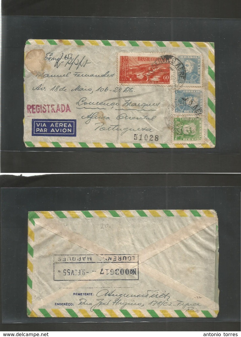 Brazil - Xx. 1955 (28 Jan) Tijuca, RJ - Lourenço Marqués, Mozambique, East Africa (9 Feb) Registered Air Multifkd Env. A - Andere & Zonder Classificatie