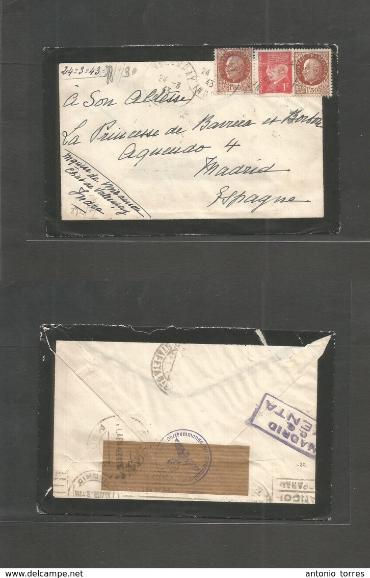 France - Xx. 1943 (24 March) Petain Issue. Envelope Written By Marquisse De Miramon To The Princess Of Bayern And Bourbo - Other & Unclassified