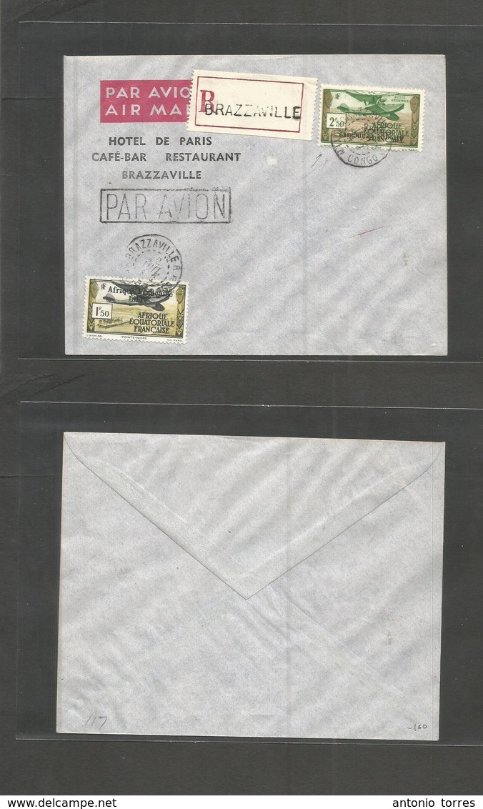 Frc - Congo. 1942 (22 July) AEF. Brazzaville Fkd Envelope. INVERTED Overprinted On 2fr50c. Yv PA 15a (595++) Ex Rolfe E. - Other & Unclassified