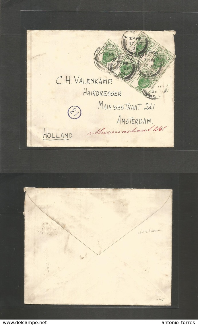 Great Britain - Xx. 1929 (17 July) UPU Congress. Bradford - Netherlands, Amsterdam. Multifkd Env 1/2d Green (x5), Cds. F - ...-1840 Prephilately