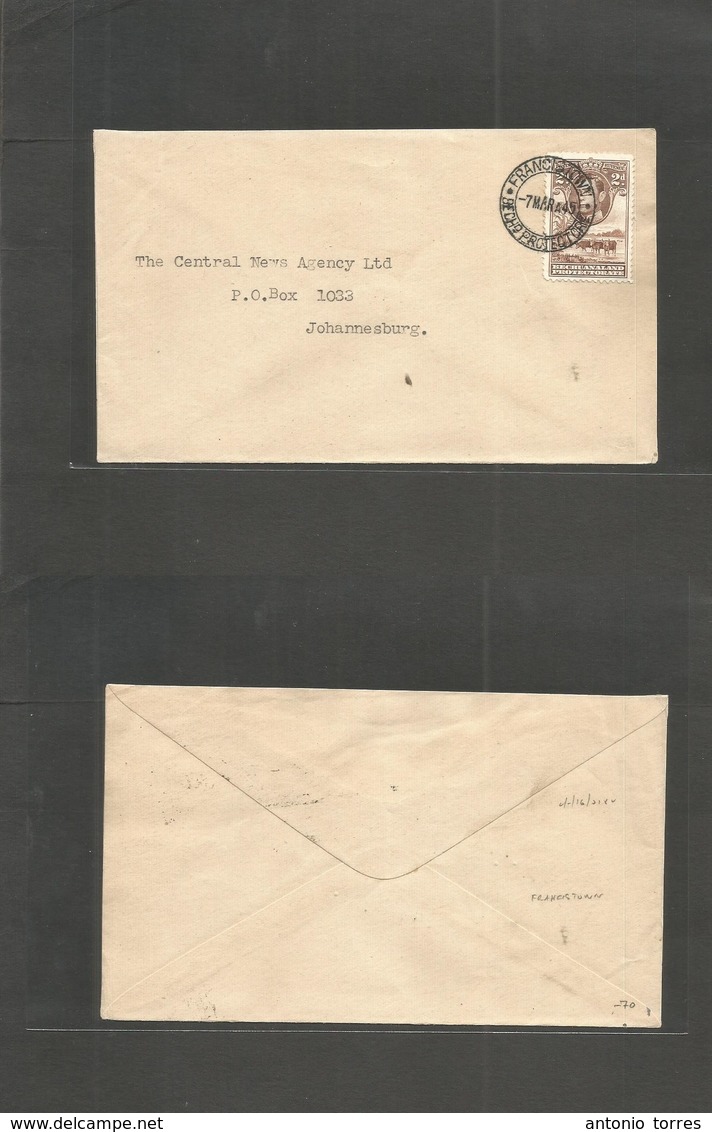 Bc - Bechuanaland. 1945 (7 Mar) Francistown - Joburg, South Africa. Fkd Env At 2d Rate. Fine. - Other & Unclassified