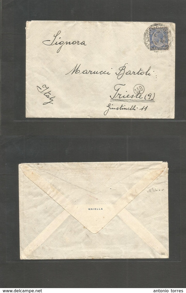 Bc - Kenya. 1926 (14 Sept) Mombasa - Italy, Triest. Single Fkd 30c Blue Env. Transited Cachet. Fine. - Sonstige & Ohne Zuordnung