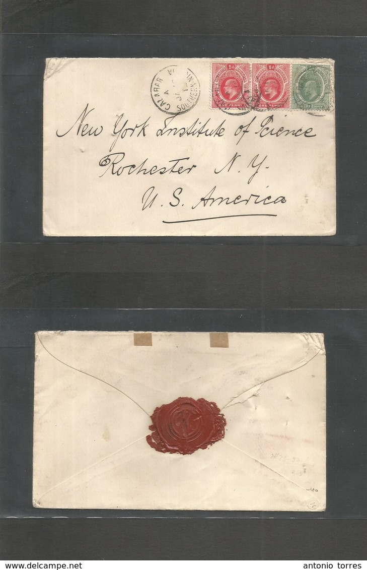 Bc - Nigeria. 1915 (Jan 18) SN Calabar - USA, Rochest, NY. Multifkd Env At 2 1/2d Rate. VF. - Sonstige & Ohne Zuordnung