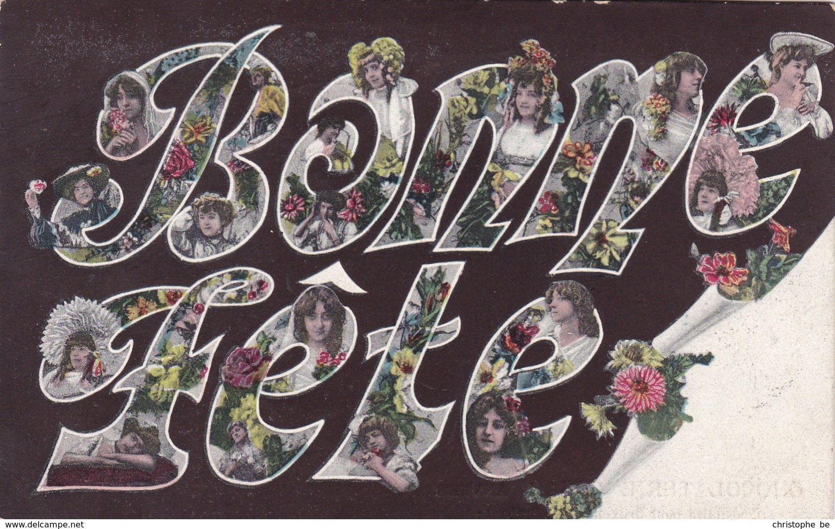 Bonne Fête, Postcard With Plenty Of Lady's Faces (pk54373) - Sonstige & Ohne Zuordnung